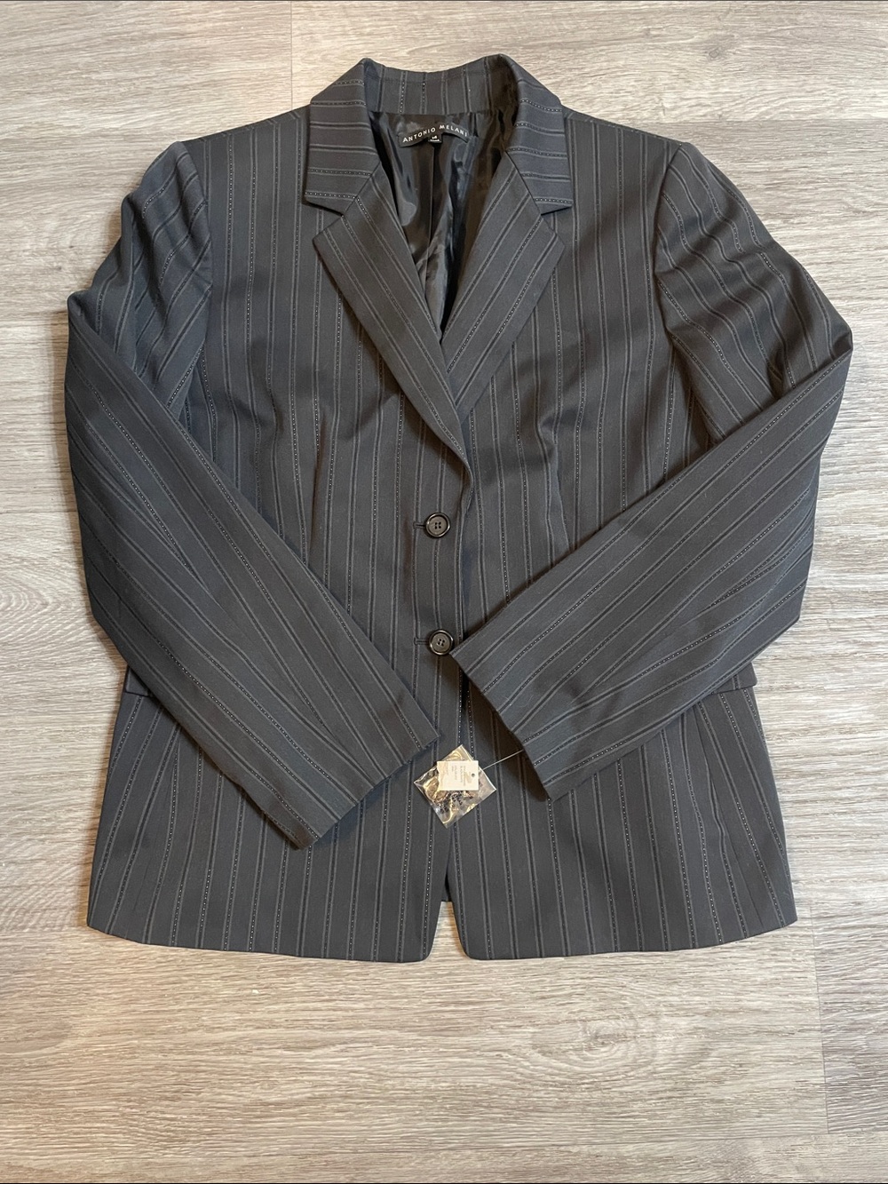NWT ANTONIO MELANI Black Pinstripe Blazer